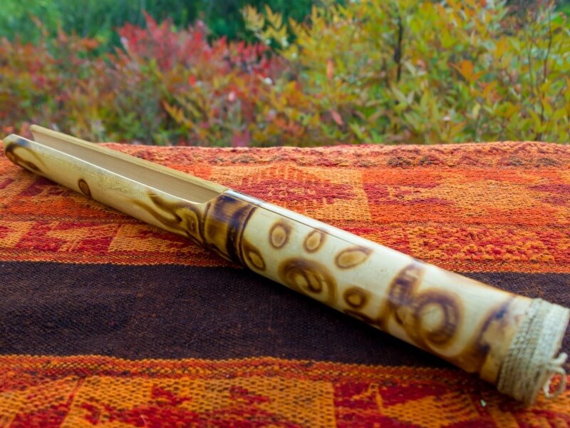 WitnyStore Thai Flute Bamboo Heritage Pipe Natural Wood Handmade Musical Good Sound Painted 